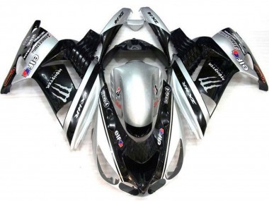 Purchase 2006-2011 Kawasaki ZX14R ZZR1400 Motorcycle Fairings - Silver Black Elf Touch4 Monster Bridgestone Australia