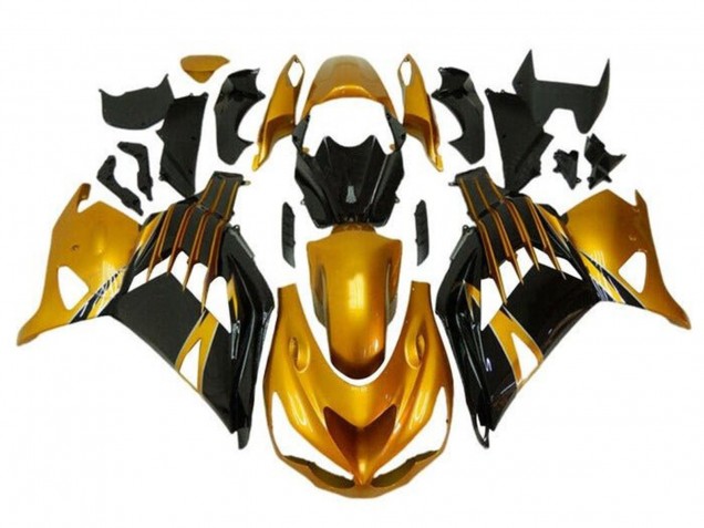 2012-2024 Kawasaki ZX14R ZZR1400 Motorcycle Fairings - Gold Glossy Black Australia