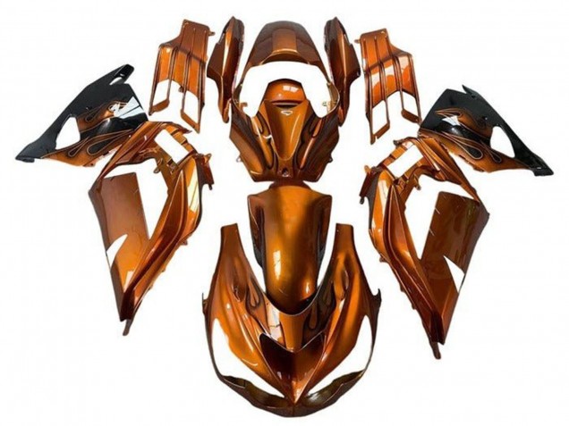 2012-2024 Kawasaki ZX14R ZZR1400 Motorcycle Fairings - Rust Orange Flame Australia