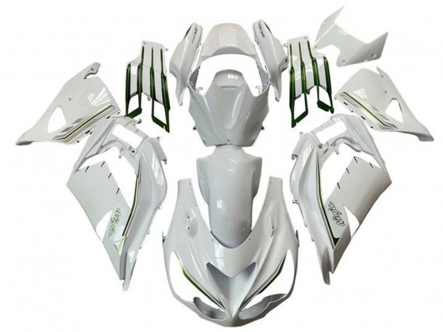 2012-2024 Kawasaki ZX14R ZZR1400 Motorcycle Fairings - White Green Silver Stripe Australia