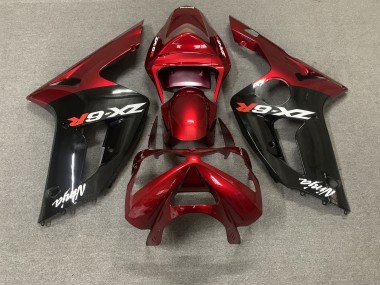 Purchase 2003-2004 Kawasaki ZX6R Motorcycle Fairings - Red Glossy Black White Ninja Australia