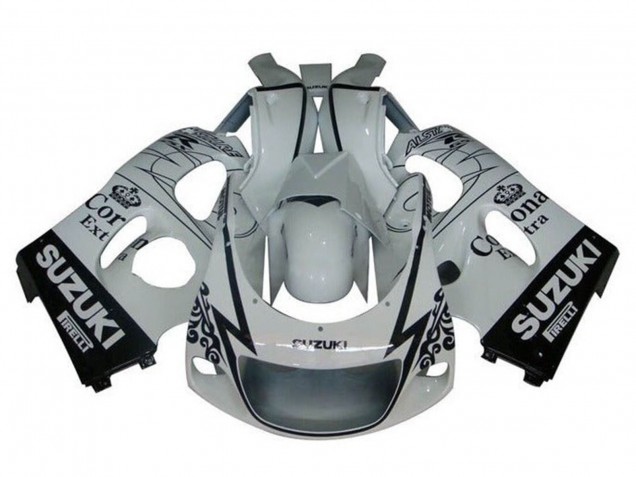 1996-2000 Suzuki GSXR 600 / GSXR 750 Motorcycle Fairings - White Black Tribal Corona Australia