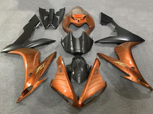 2004-2006 Yamaha YZF 1000 R1 Motorcycle Fairings - Orange Faux Carbon Fiber Matte Black Australia