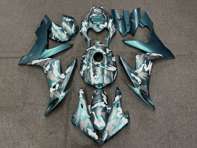 2004-2006 Yamaha YZF 1000 R1 Motorcycle Fairings - Teal Green White Grey Camouflage Australia