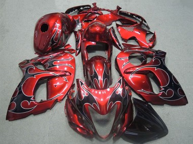 Purchase 1996-2007 Suzuki GSXR 1300 Hayabusa Motorcycle Fairings - Red Silver Black Flame Australia