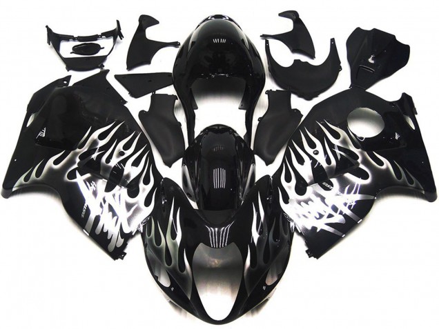 1997-2007 Gloss Black with Silver Flames GSXR 1300 Hayabusa Fairings