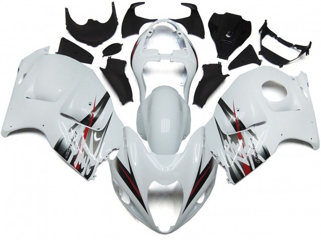 1997-2007 Gloss White and Silver Style GSXR 1300 Hayabusa Fairings