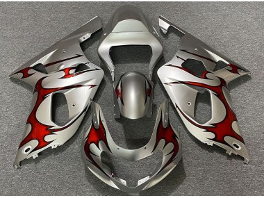 2001-2003 Gloss Silver & Red GSXR 600-750 Fairings