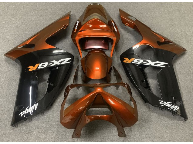 2003-2004 Gloss Orange and Black ZX6R Fairings