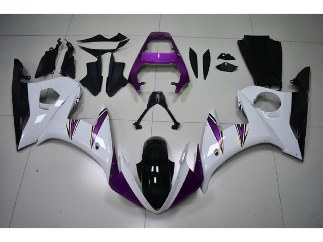 2003-2004 Gloss White & Purple Accents R6 Fairings