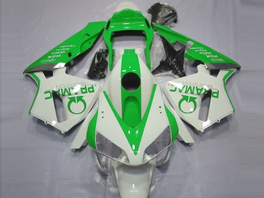 2003-2004 Gloss White and Green PRAMAC CBR600RR Fairings