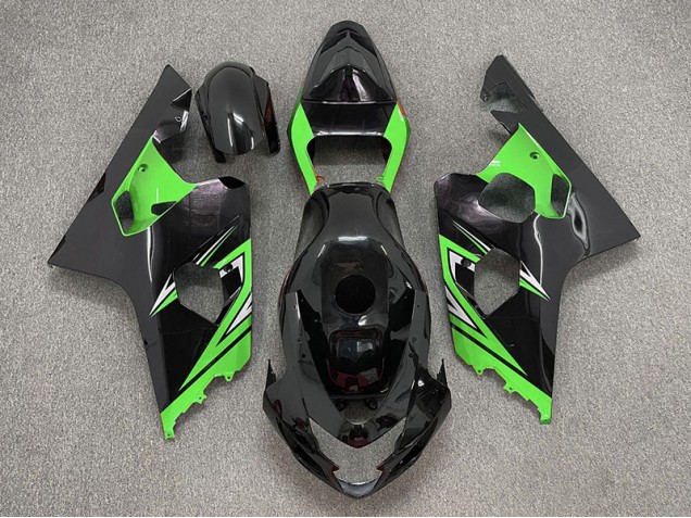 2004-2005 Gloss Black and Green GSXR 600-750 Fairings
