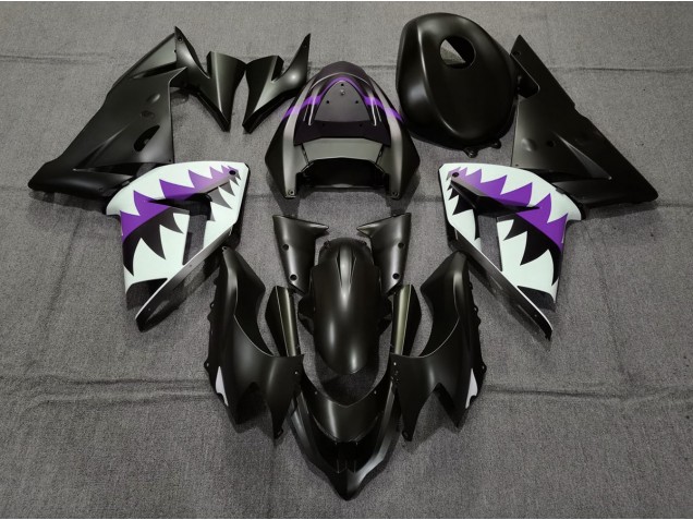 2004-2005 Matte Black and Purple Shark ZX10R Fairings
