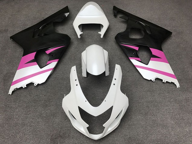 2004-2005 Matte White & Pink GSXR 600-750 Fairings