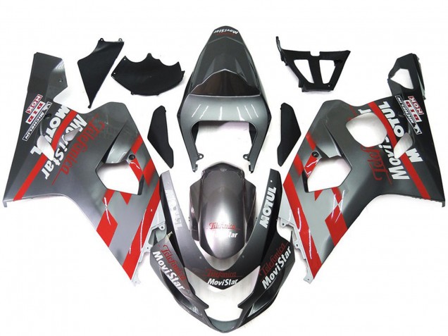 2004-2005 Silver and Red MoviStar GSXR 600-750 Fairings