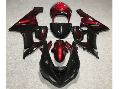 2005-2006 Gloss Black and Red ZX6R Fairings