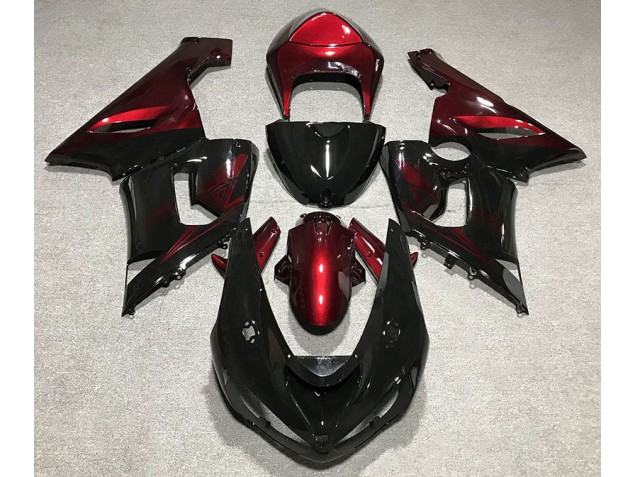 2005-2006 Gloss Black and Red ZX6R Fairings