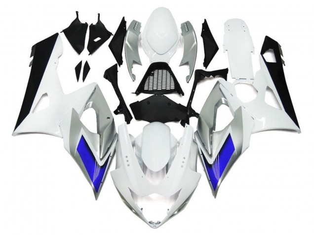 2005-2006 Gloss White Style with Silver Hints and Blue GSXR 1000 Fairings