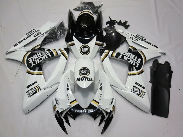 2006-2007 Black White Lucky Strike GSXR 600-750 Fairings