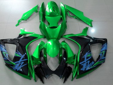 2006-2007 Gloss Green & Black GSXR 600-750 Fairings