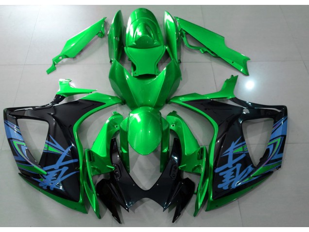 2006-2007 Gloss Green & Black GSXR 600-750 Fairings