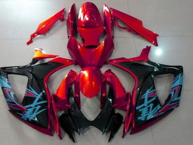 2006-2007 Gloss Red & Black GSXR 600-750 Fairings