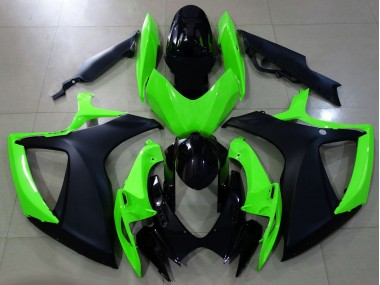 2006-2007 Matte Black and Green GSXR 600-750 Fairings