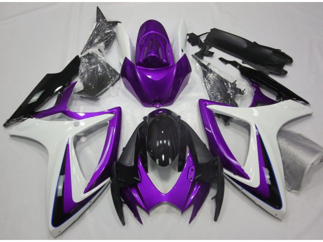 2006-2007 Purple & White Debadged GSXR 600-750 Fairings