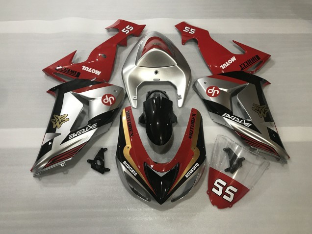 2006-2007 Shiny Silver & Red ZX10R Fairings 2006-2007 Shiny Silver & Red ZX10R Fairings