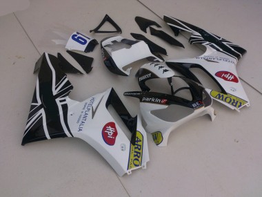 2006-2008 White and Black with Flag Daytona 675 Fairings