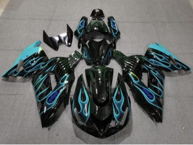 2006-2011 Light Blue Flame ZX14R Fairings