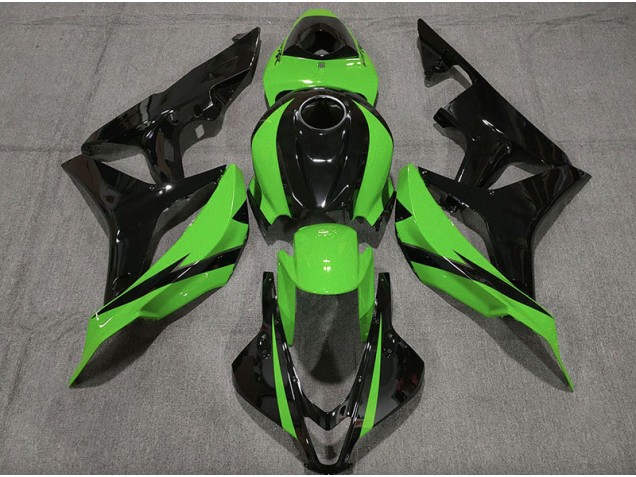 2007-2008 Gloss Black & Green CBR600RR Fairings