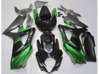 2007-2008 Gloss Black and Green GSXR 1000 Fairings