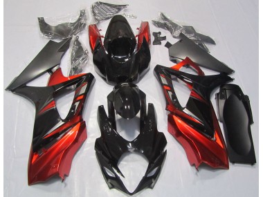 2007-2008 Gloss Black and Red GSXR 1000 Fairings