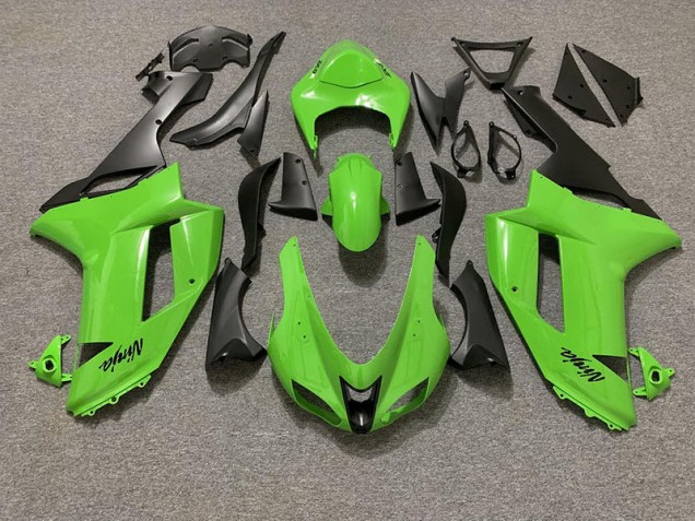 2007-2008 Gloss Green and Matte Black ZX6R Fairings