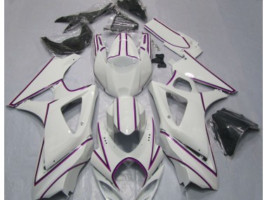 2007-2008 Gloss White Pink Pin Stripe GSXR 1000 Fairings
