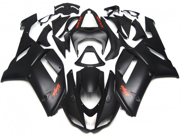 2007-2008 Matte Black Red Decals ZX6R Fairings