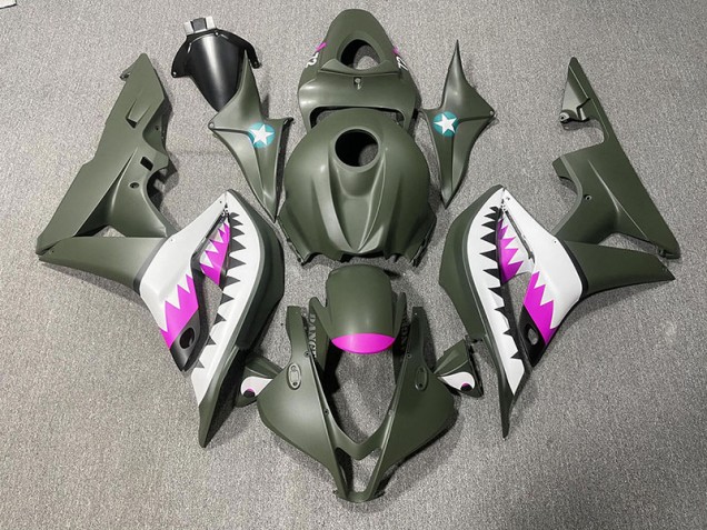 2007-2008 Matte Green & Pink Shark CBR600RR Fairings