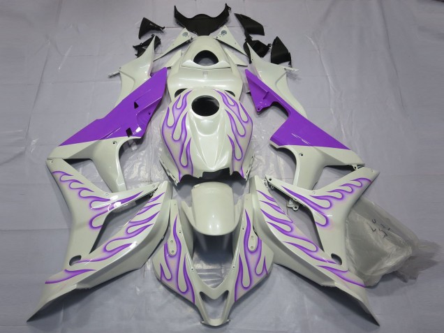 2007-2008 Purple Flame on White CBR600RR Fairings