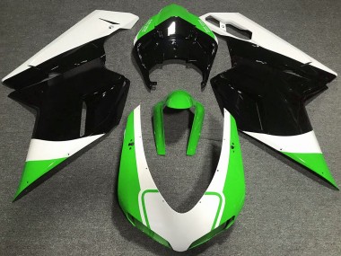 2007-2014 Gloss Green White and Black Ducati 848 1098 1198 Fairings