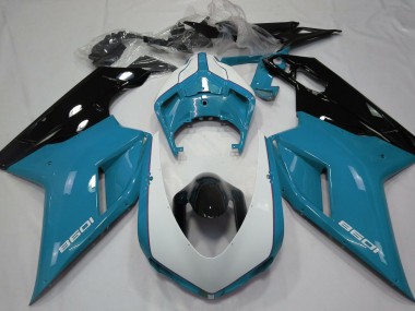 2007-2014 Gloss Light Blue & White Ducati 848 1098 1198 Fairings