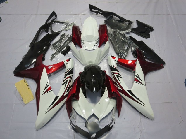 2008-2010 Red White Black GSXR 600-750 Fairings