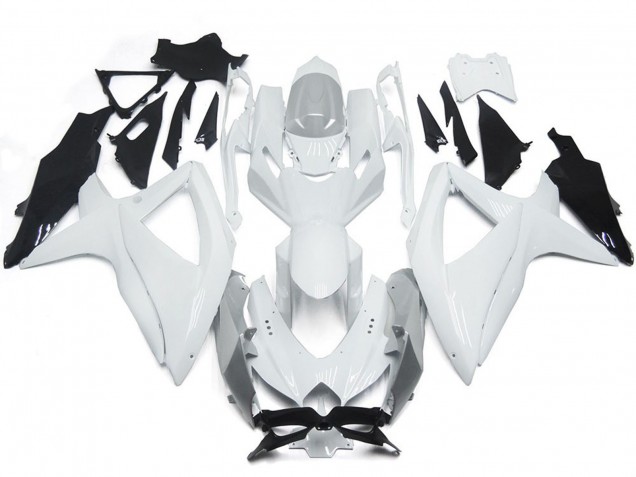 2008-2010 Shining Gloss White With Silver GSXR 600-750 Fairings 2008-2010 Shining Gloss White With Silver GSXR 600-750 Fairings