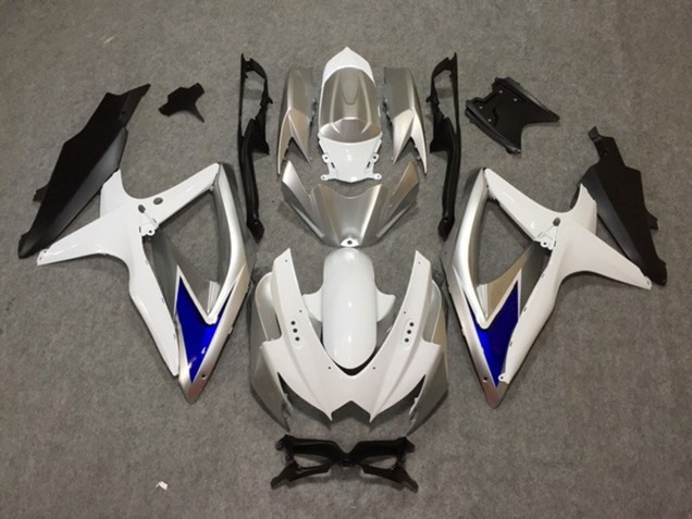 2008-2010 Silver White Blue GSXR 600-750 Fairings