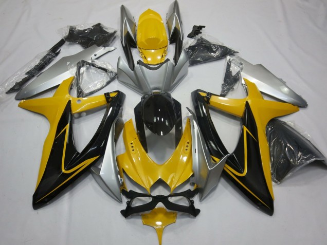 2008-2010 Yellow Black and Silver GSXR 600-750 Fairings