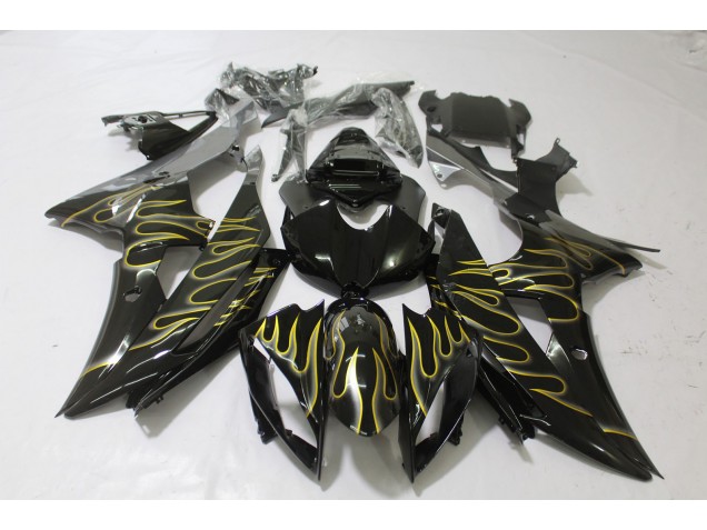 2008-2016 Gloss Black & Flame R6 Fairings