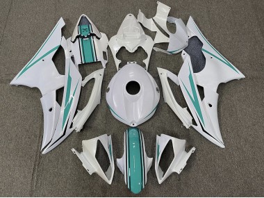 2008-2016 Gloss White and Teal R6 Fairings