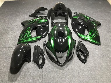 2008-2020 Gloss Black and Green GSXR 1300 Hayabusa Fairings