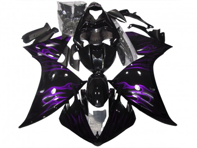2009-2011 Black & Purple Flame R1 Fairings