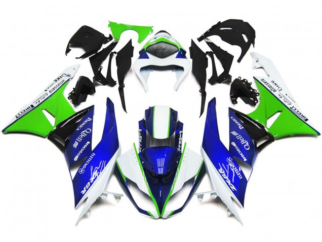 2009-2012 Deep Blue Green and White ZX6R Fairings 2009-2012 Deep Blue Green and White ZX6R Fairings